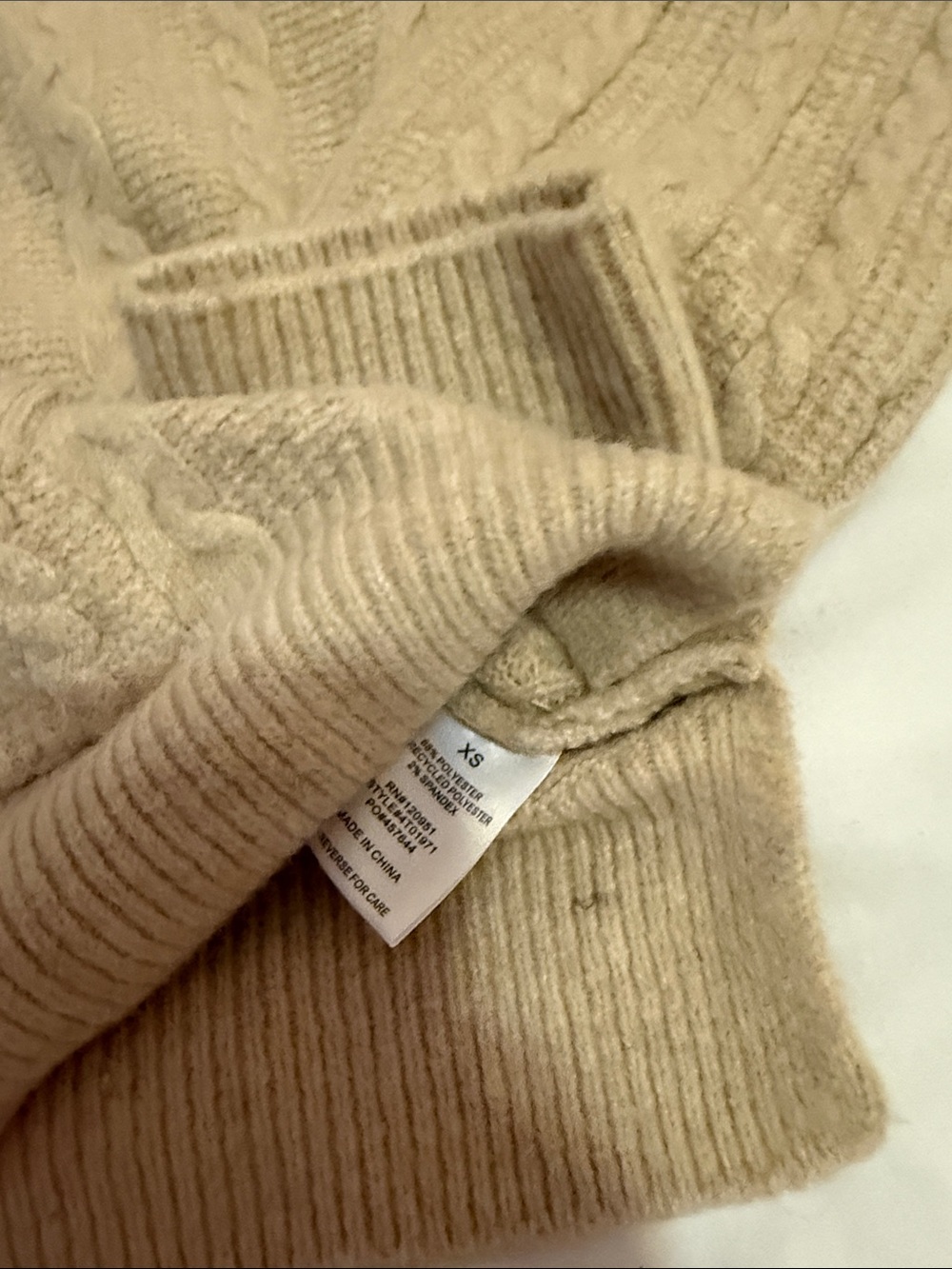 Pink Rose Cable Knit Hooded Zip Cardigan - Beige - Picture 6 of 7